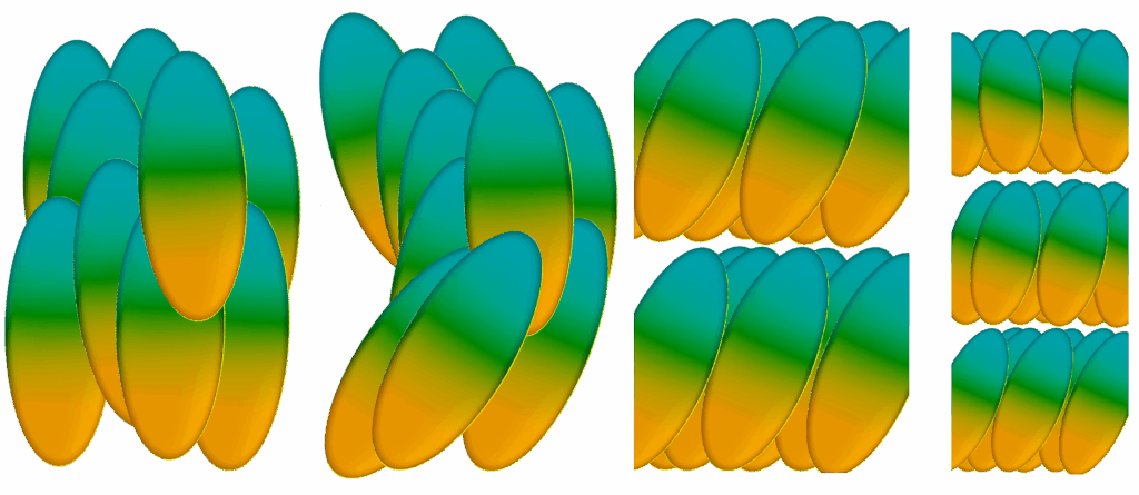 Schematic of different liquid crystal phases