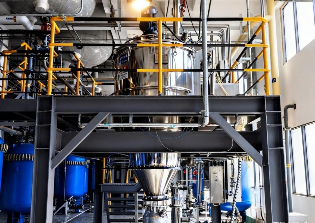 Large stainless steel reaction vessel