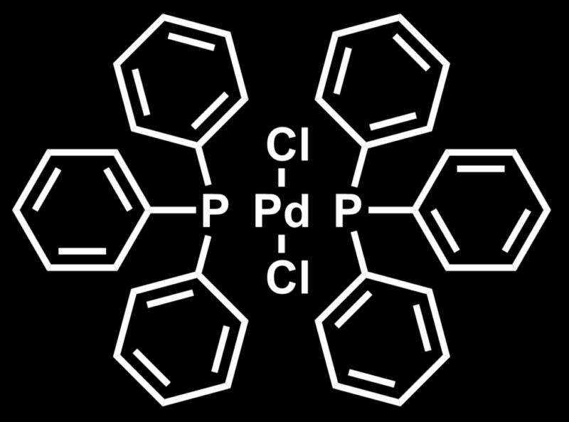 Skeletal structure of exemplary palladium catalyst