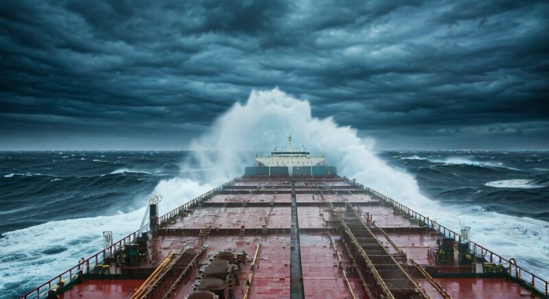 Tanker in stormy weather